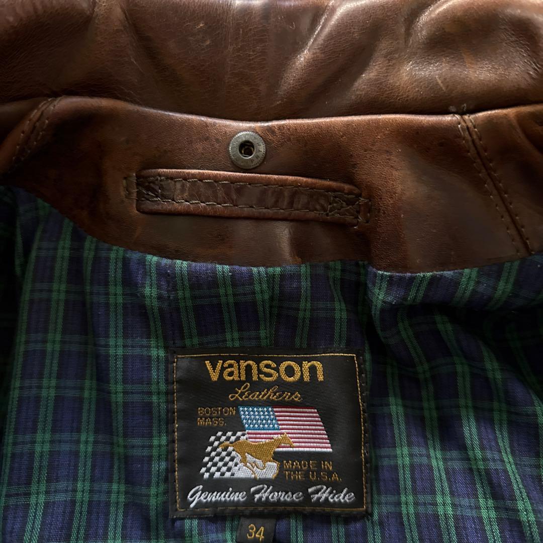 VANSON ENF ホースハイドシングルライダースジャケット 34