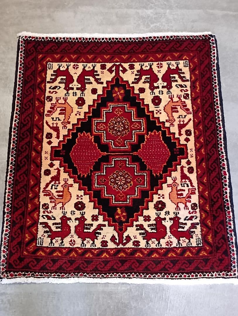 ペルシャ絨毯　オールド　バルーチ　トライバルラグ　イラン　手織り(18)