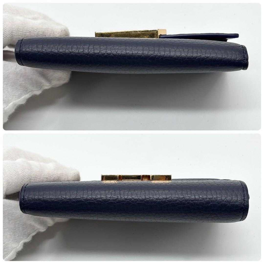 極美品 ルイヴィトン ポルトフォイユカプシーヌ ネイビー レザー M81674