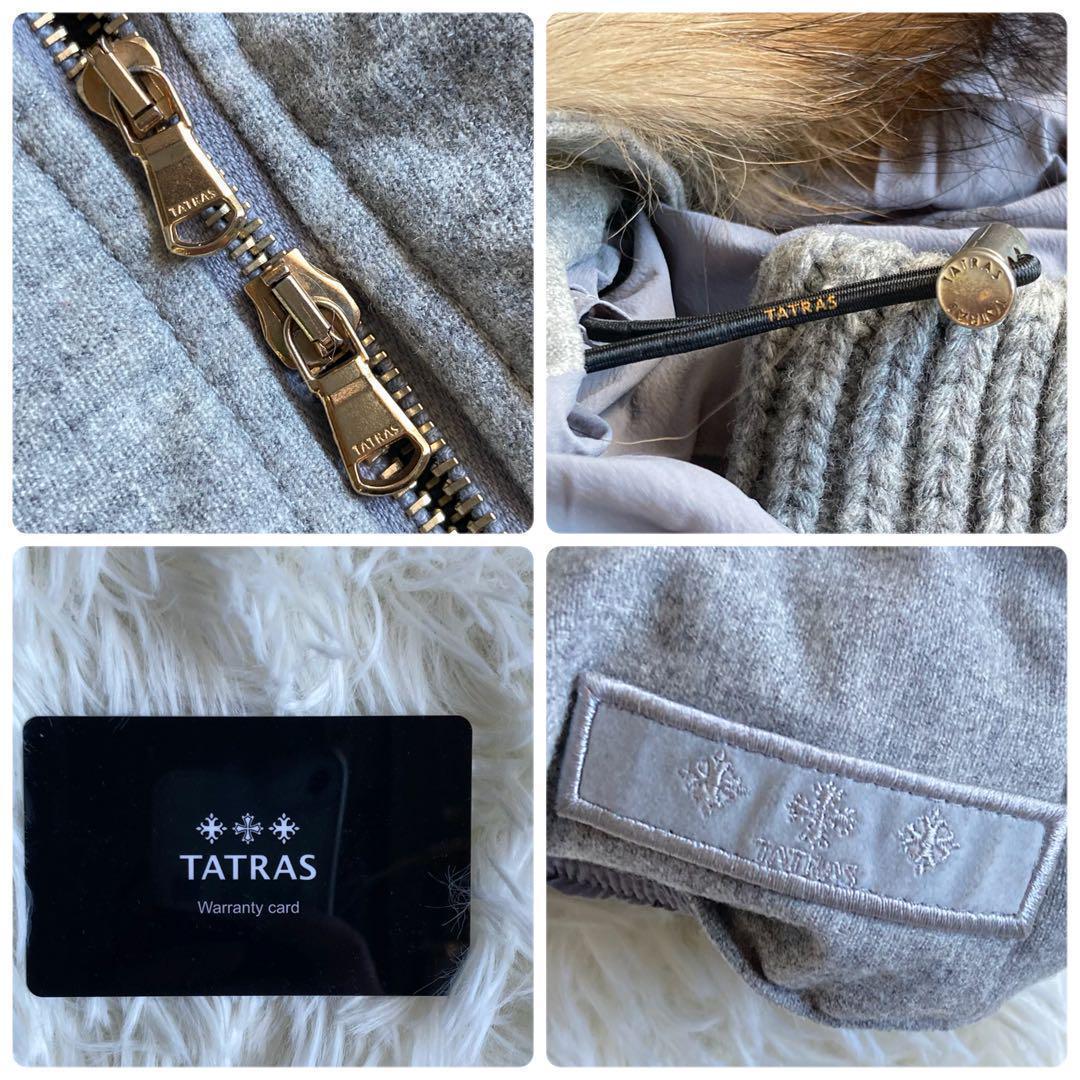タトラス ダウンベスト ファー フード カシミヤ 金具ゴールド グレー