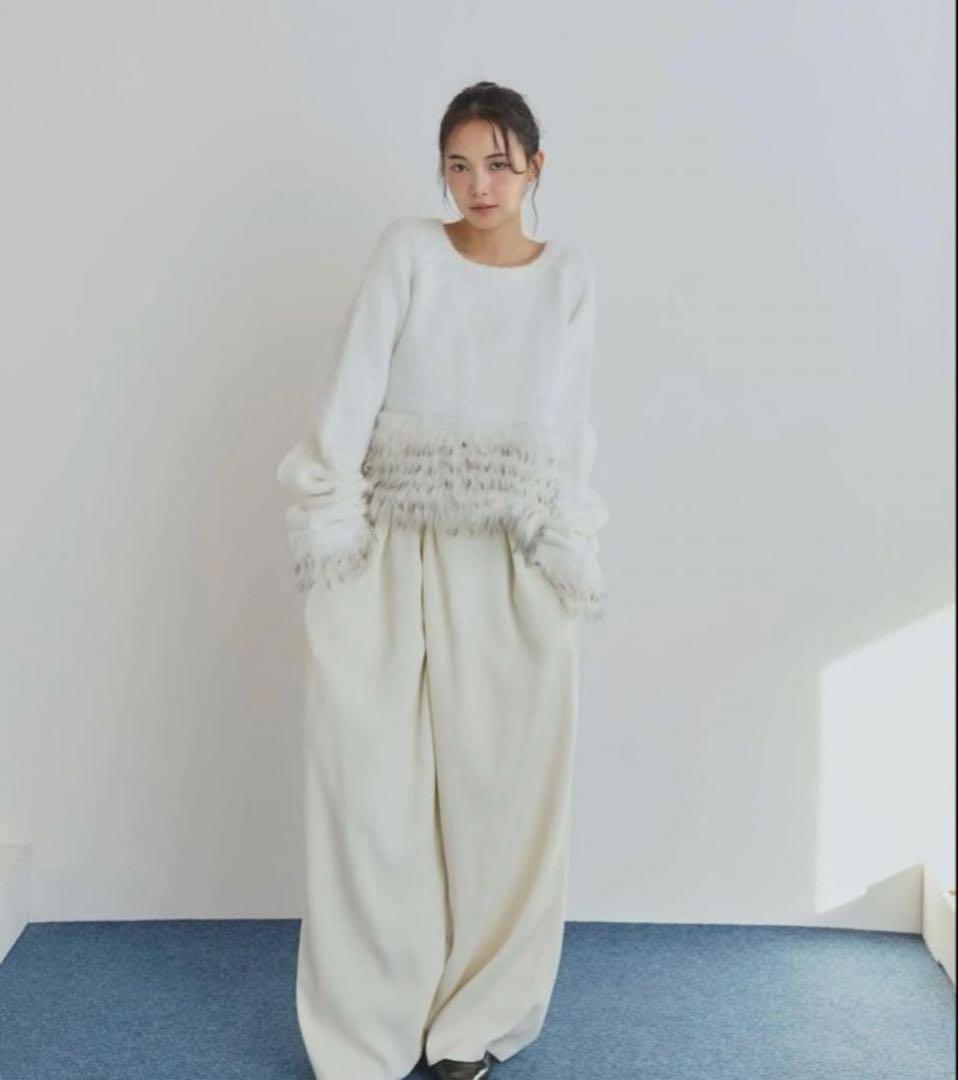 トップス andequal panel design fur knit