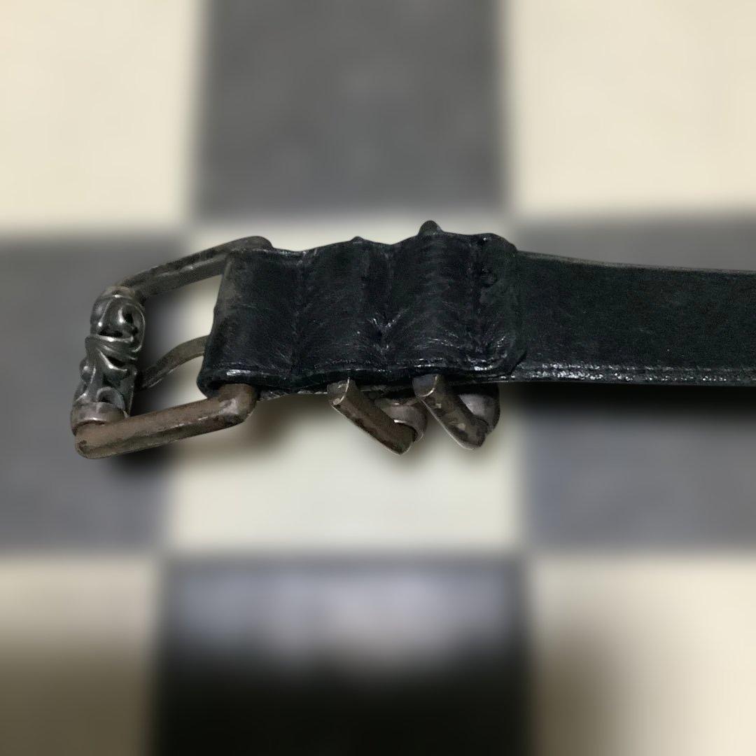 ダブルローラーシルバーバックルレザーベルト
