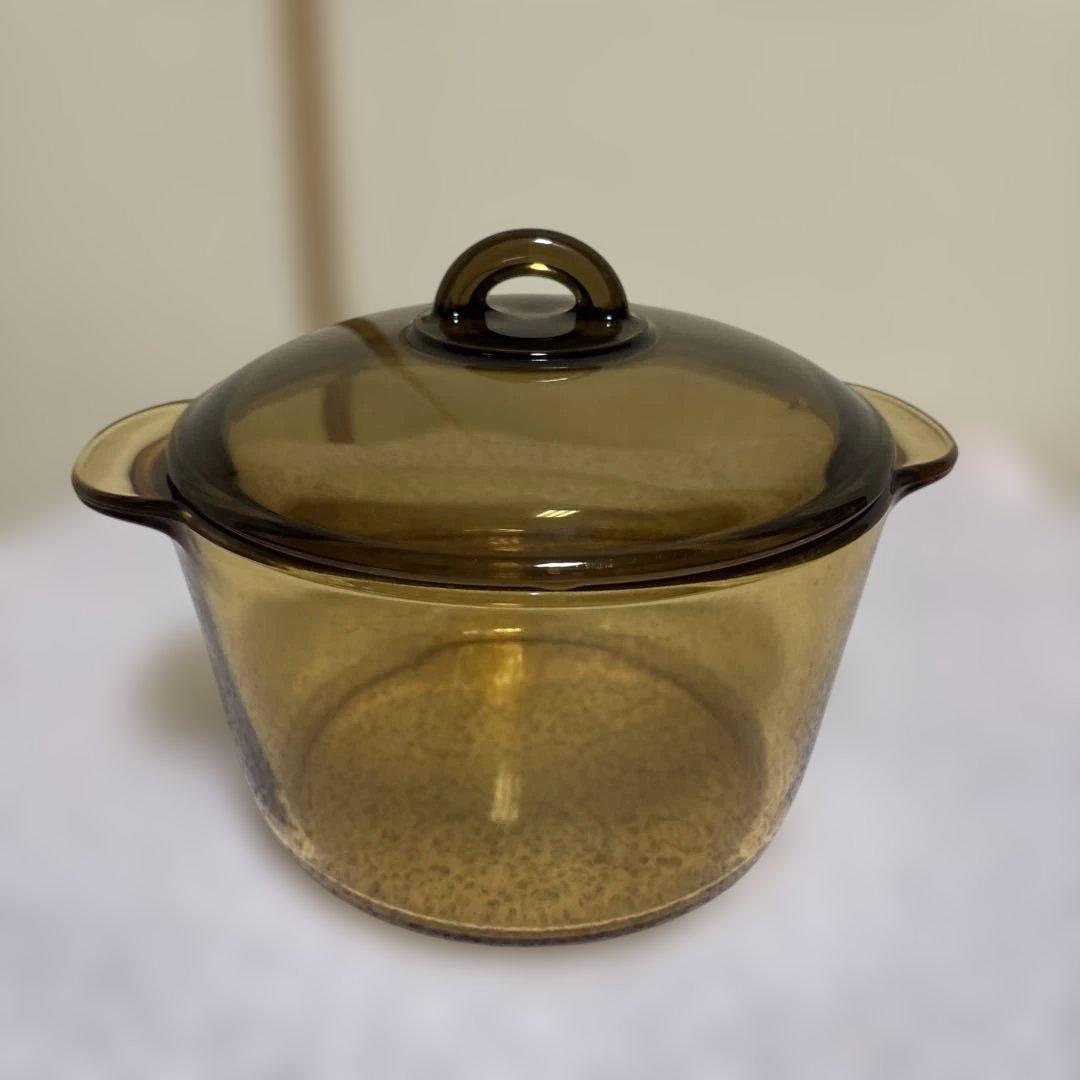 ガラスクックポット、耐熱ガラスソースパンパスタポット蓋付きフランス製