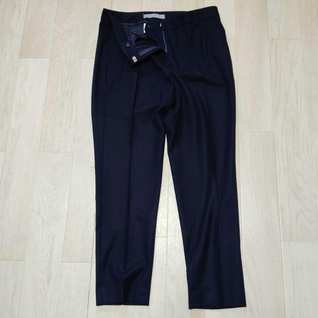 セオリーリュクス　パンツスーツ　高級ウール　ストレッチ　美品　ネイビー　L相当