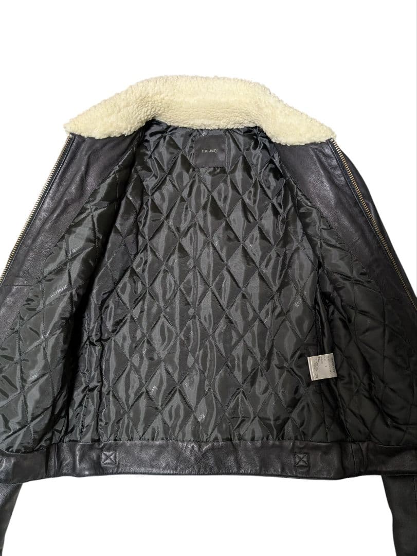 希少 moussy 羊革 y2k 平成 グリズリー レザージャケット 短丈 ボア