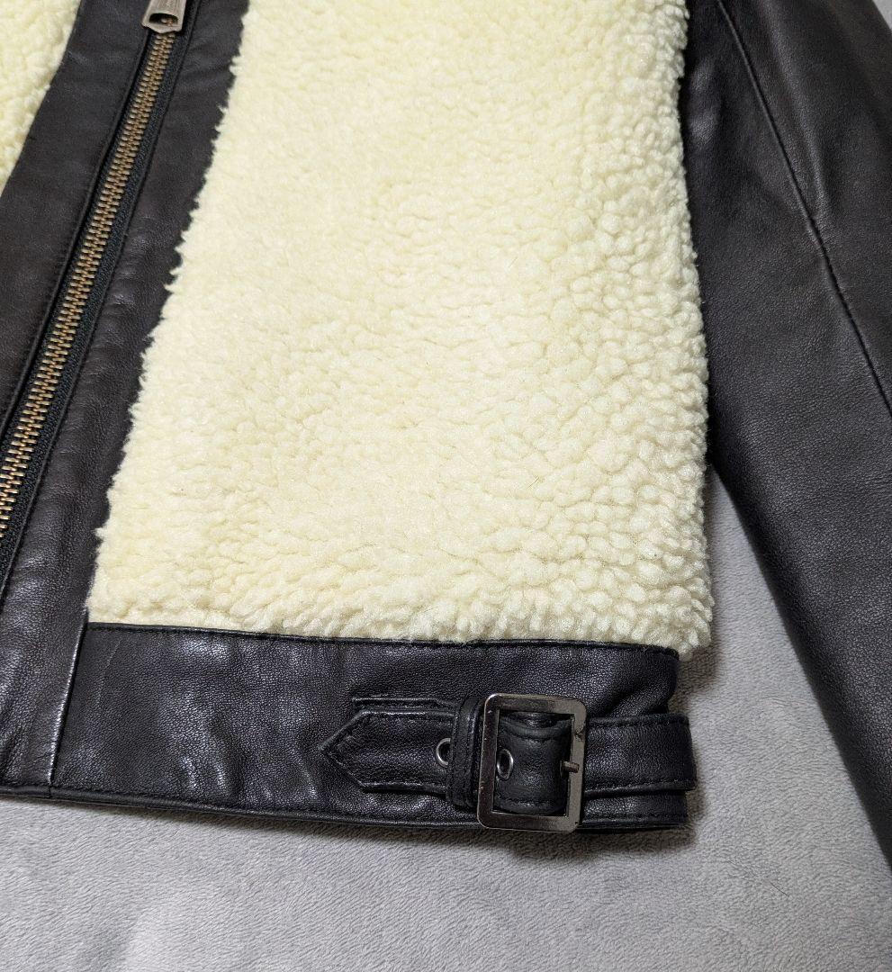 希少 moussy 羊革 y2k 平成 グリズリー レザージャケット 短丈 ボア