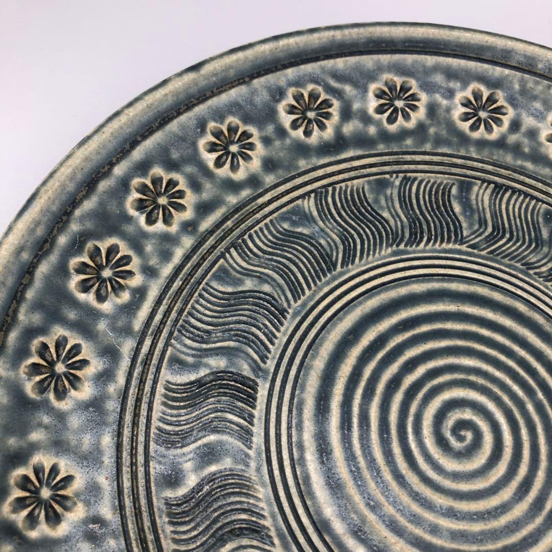 美濃焼寿山三島模様陶器お皿プレート24cm渦巻き&お花柄岐阜伝統工芸食器