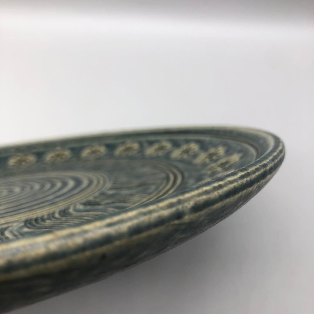 美濃焼寿山三島模様陶器お皿プレート24cm渦巻き&お花柄岐阜伝統工芸食器