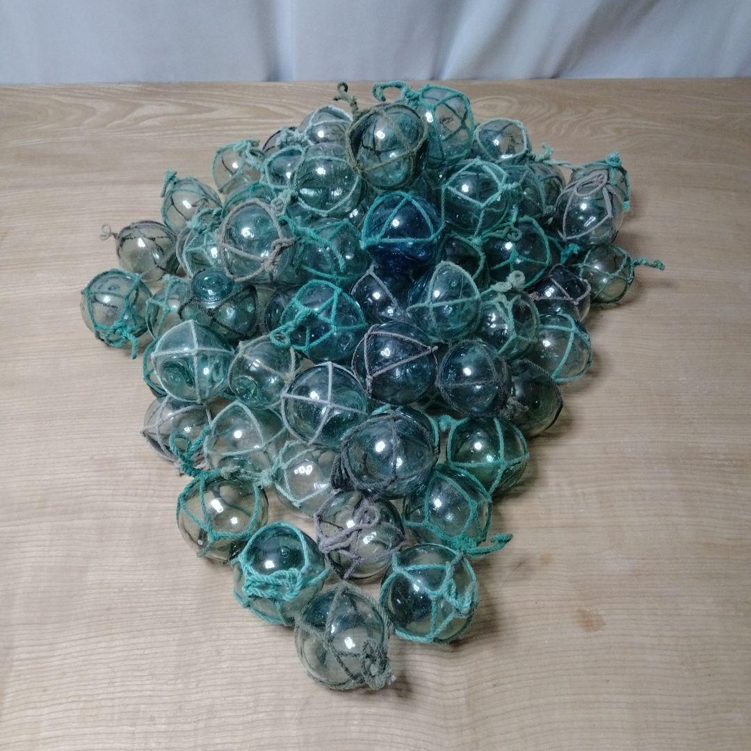 ガラス浮き球　浮き玉　９６個セット　網紐付き