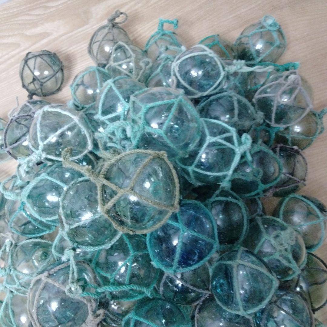 ガラス浮き球　浮き玉　９６個セット　網紐付き