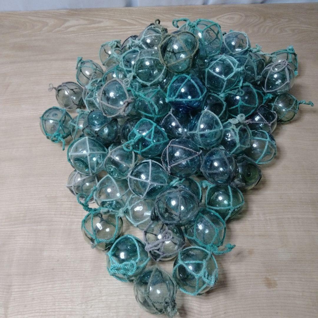 ガラス浮き球　浮き玉　９６個セット　網紐付き