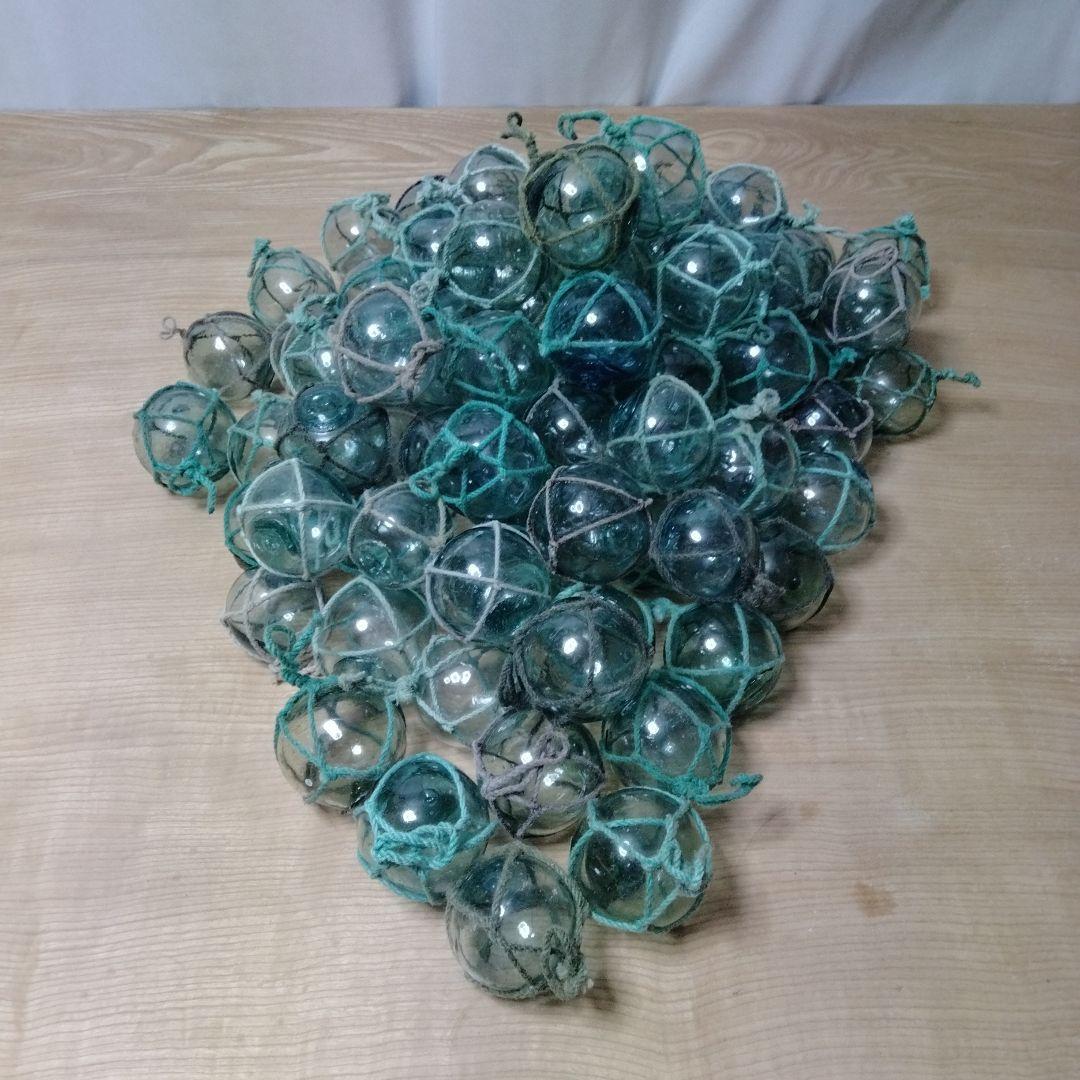 ガラス浮き球　浮き玉　９６個セット　網紐付き