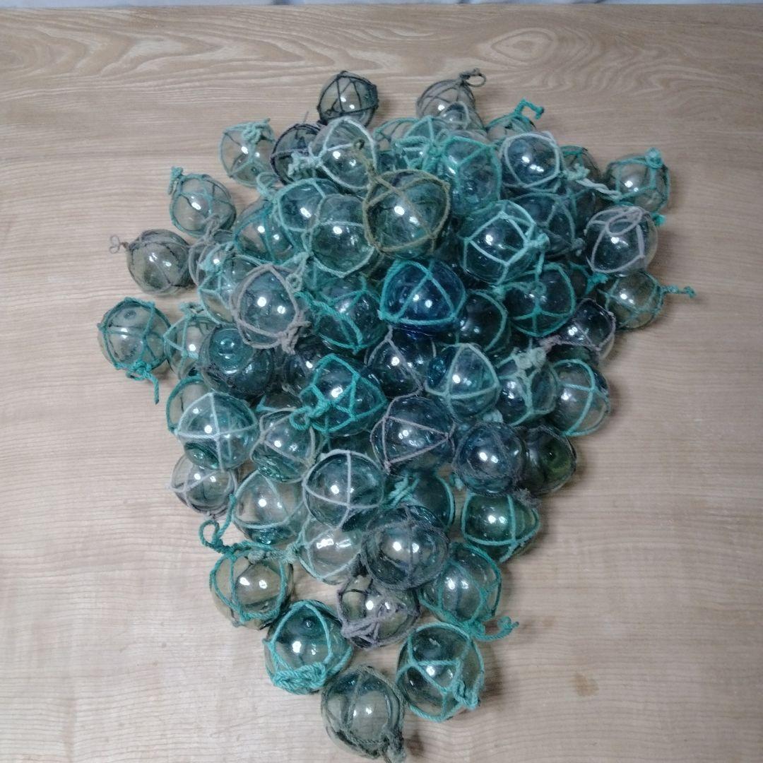 ガラス浮き球　浮き玉　９６個セット　網紐付き