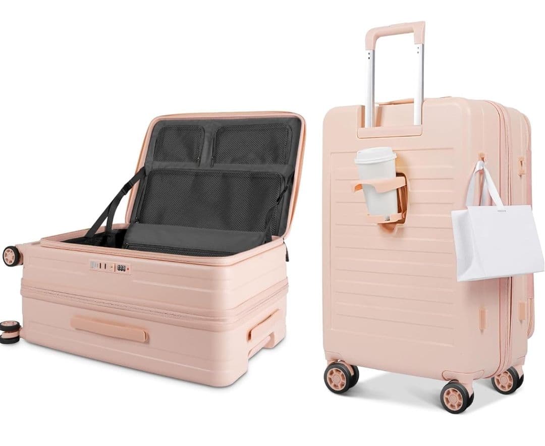 スーツケース　XLサイズ　ピンク色　フロントオープン