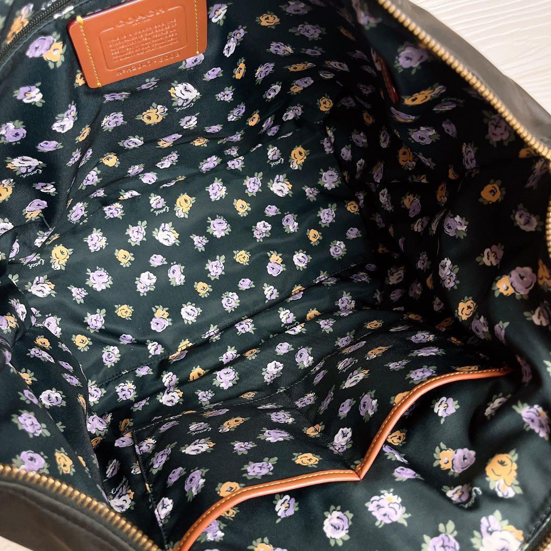 極美品☆COACHコーチ トートバッグ ナイロン 大容量 A4収納ネイビー.