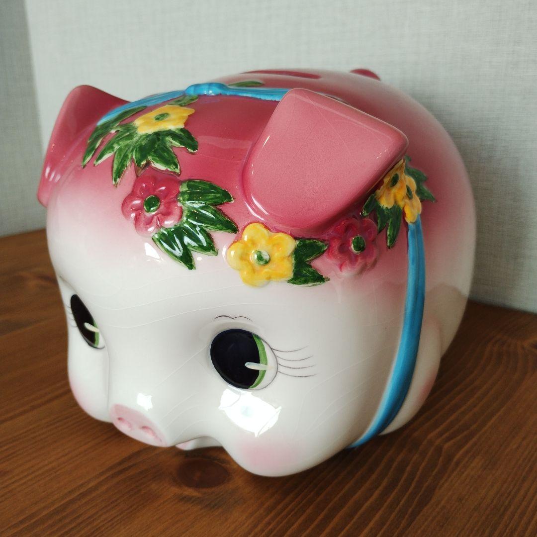 豚の貯金箱 大きいサイズ Piggy bank ピギーバンク 陶器 希少 レア