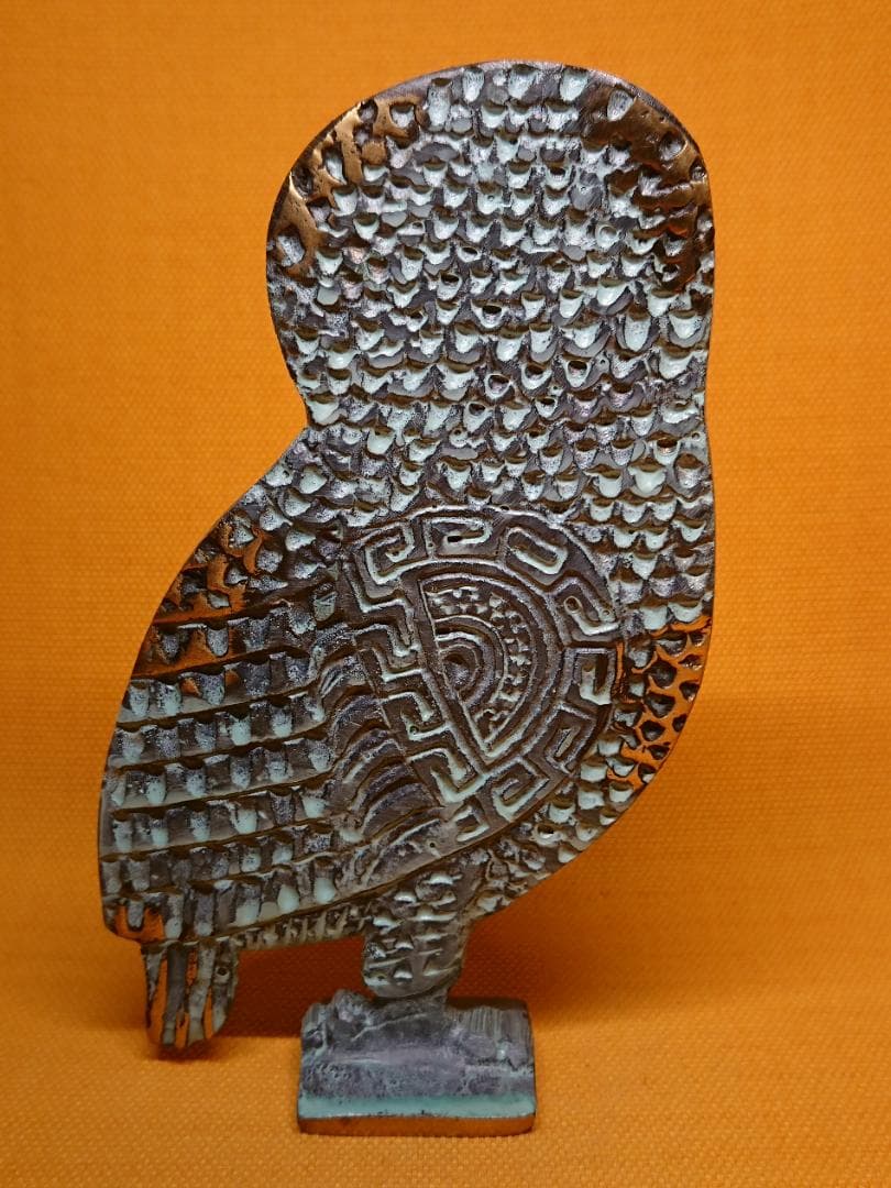【美品】フクロウ　銅製　ブロンズ像　置物　インテリア　工芸品　美術品　A1495