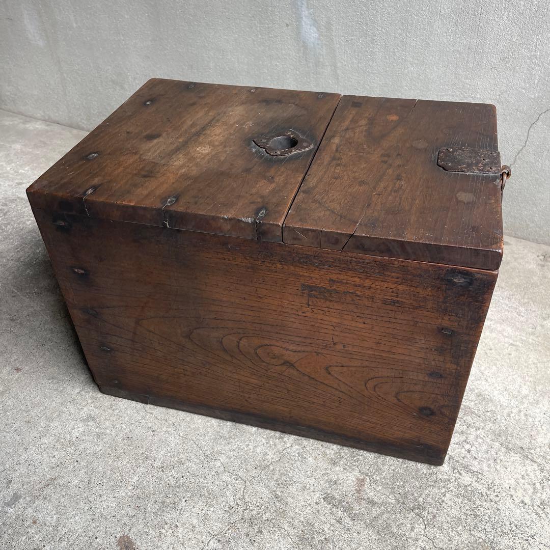 銭箱 銭函 小引出 時代金具 日本製 江戸時代 明治時代 古道具 欅