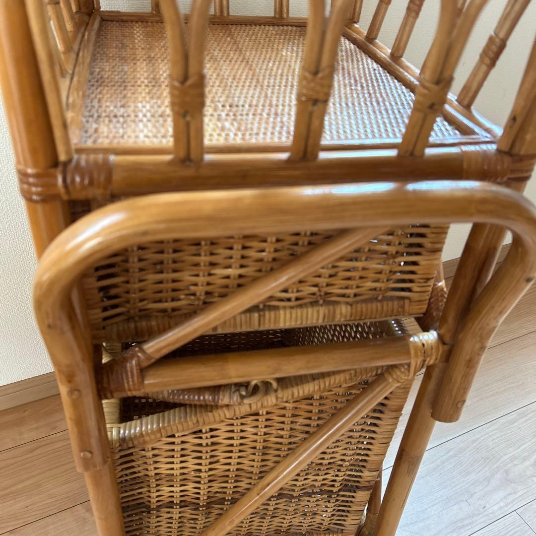 昭和レトロ　籐 ラタン　脱衣カゴ　バスケット　籐カゴ　ヴィンテージ