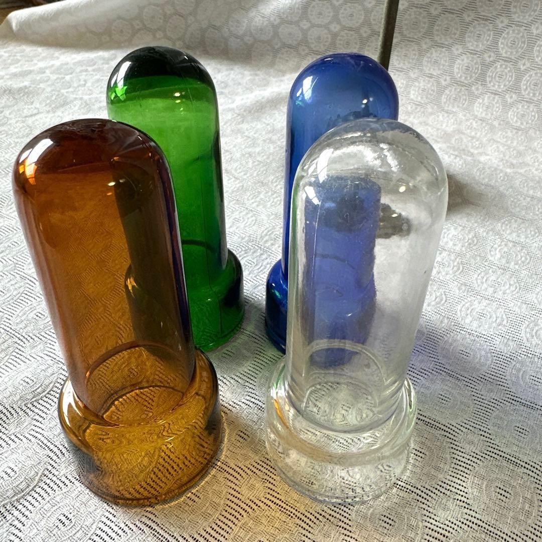 昭和レトロ ガラス 回転式 シカン瓶スタンド 4色　アンティーク器具スタンド