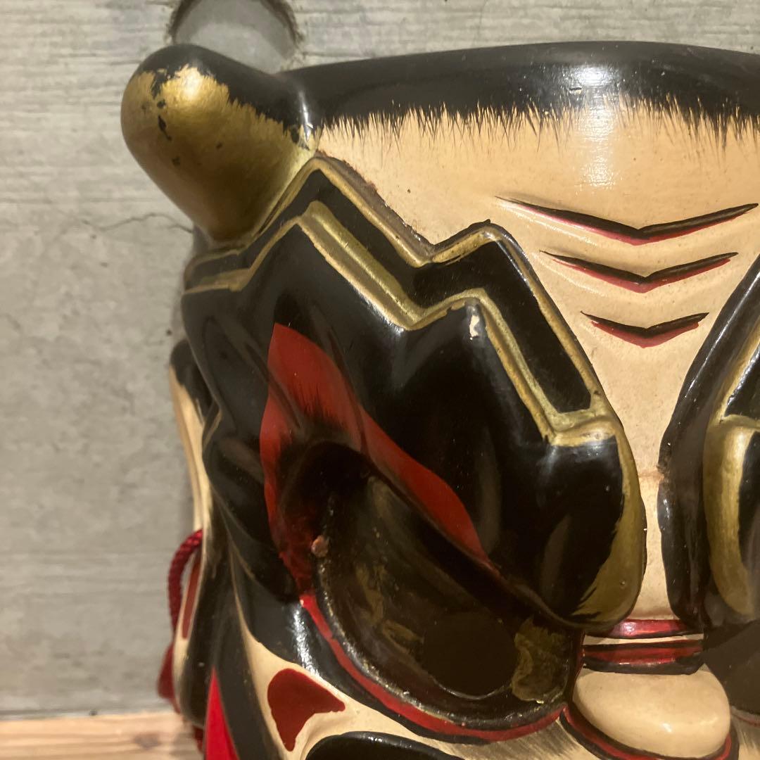 備中神楽面　田邊聖祐　建御名方命　鬼面　木彫　能面　狂言　お面　伝統芸能