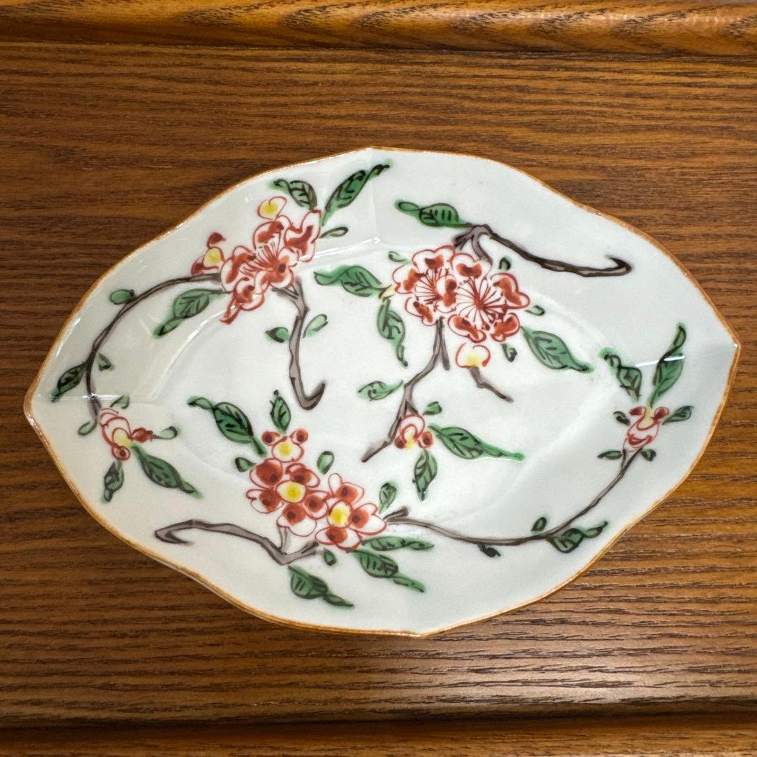 ⭐️九谷焼⭐️正木春蔵❤️色絵花折枝文菱形向付《小皿・向付16.0cm》 3枚セット