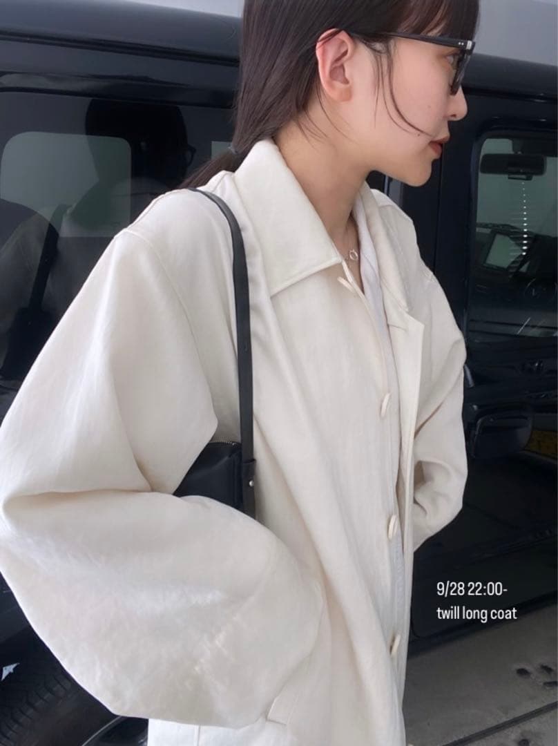 【y】ENOF twill long coat ホワイト M