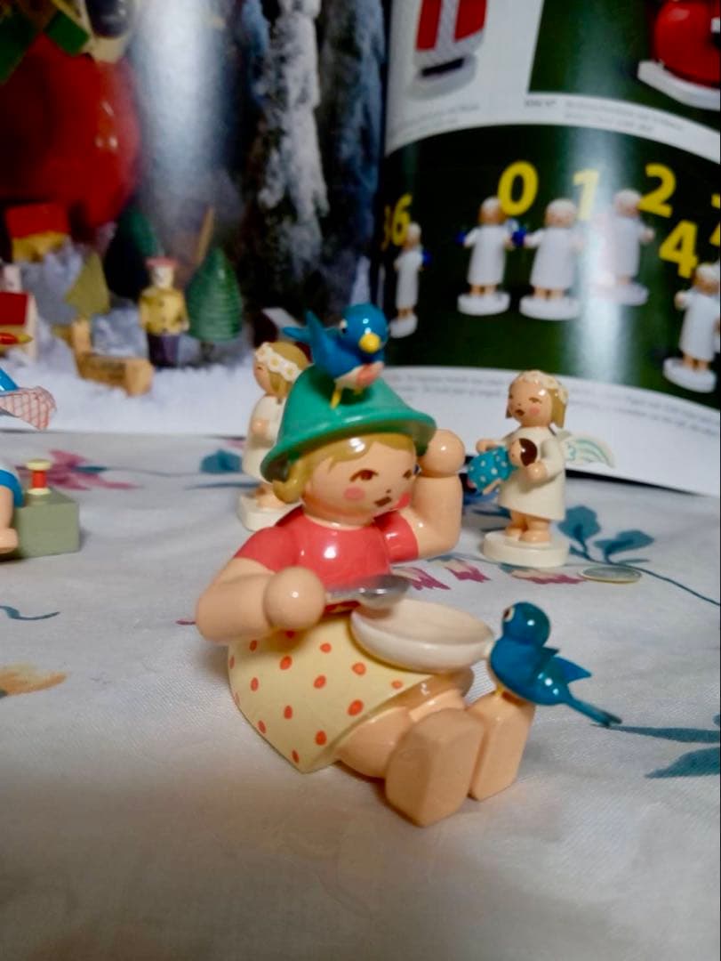 ヴェント＆キューン　Wendt&Kühn 女の子　ザイフェン　工芸品　小鳥