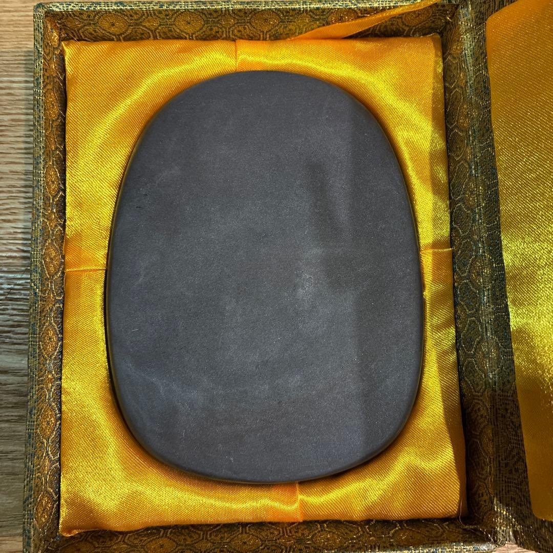 端溪 麻子坑　硯　羊　箱入り　蓋付き　習字　アンティーク　レトロ　ヴィンテージ