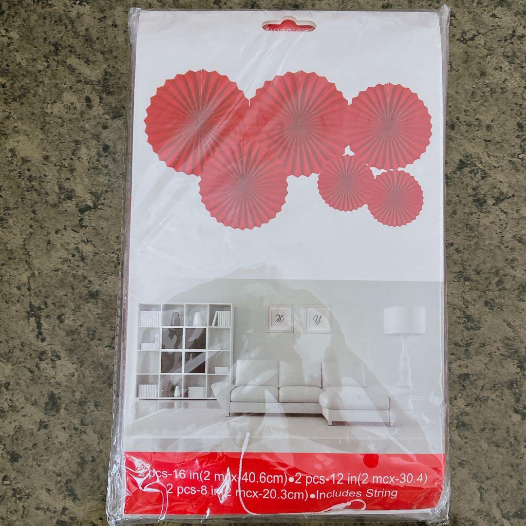 掛け紙ファンセット 吊り紙ファン 紙クリップ ワインレッド 12個