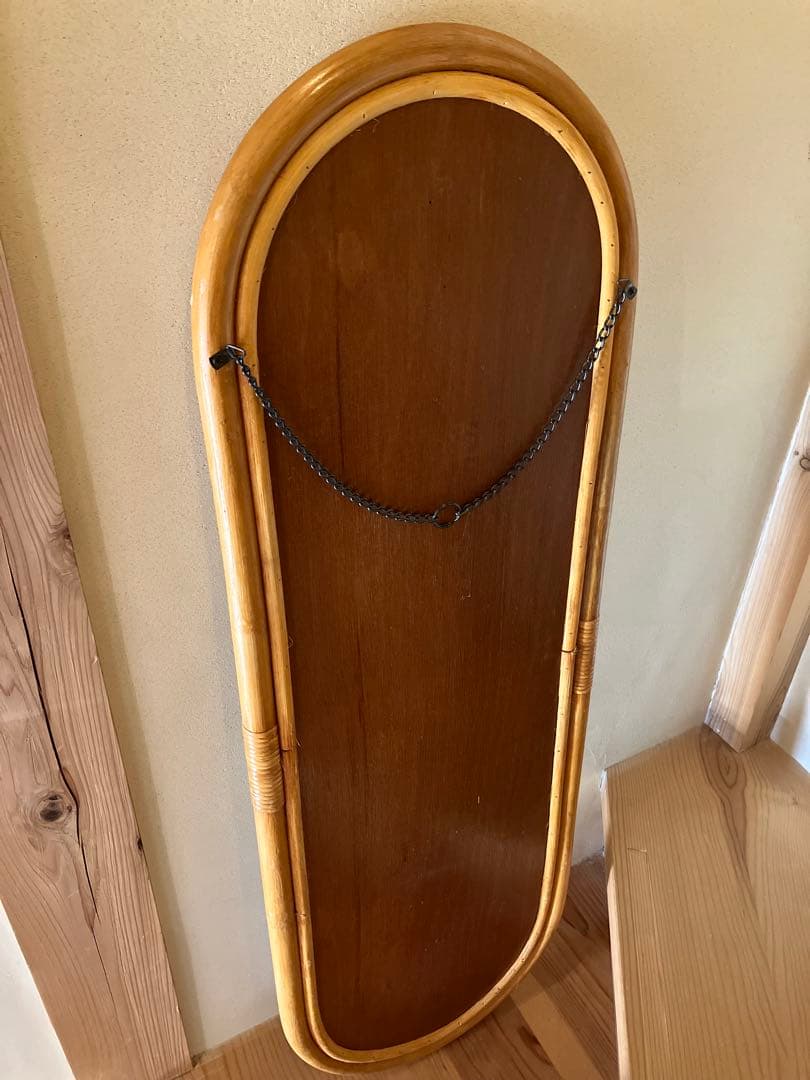 アンティーク　ラタンミラー　壁掛け 昭和レトロ