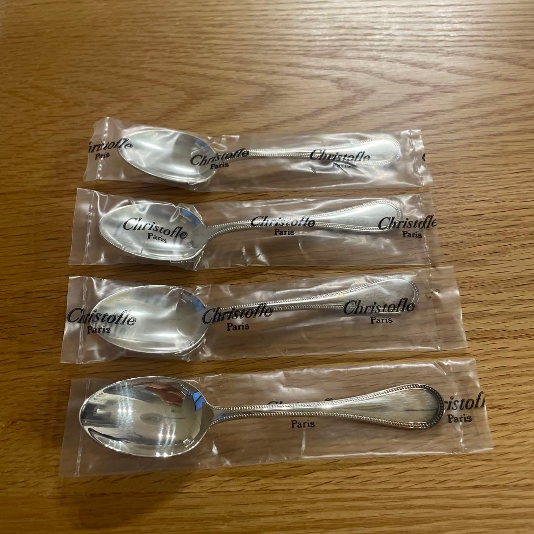 【新品未使用】クリストフル　銀メッキ刻印　シルバーコーティング　カトラリー　4本