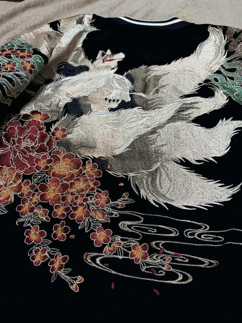 未使用 別珍 キツネ 桜 SKAJAN 日本スカジャン unisex 美品