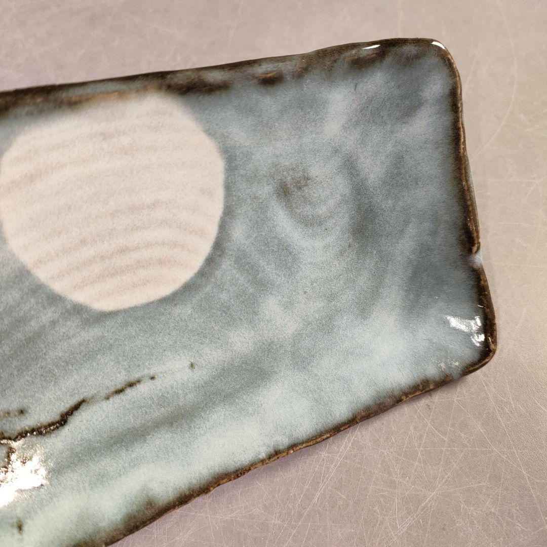 A1209-1/在銘/月唐草文長角皿5客/飾皿/盛皿/絵皿/菓子皿/懐石道具/