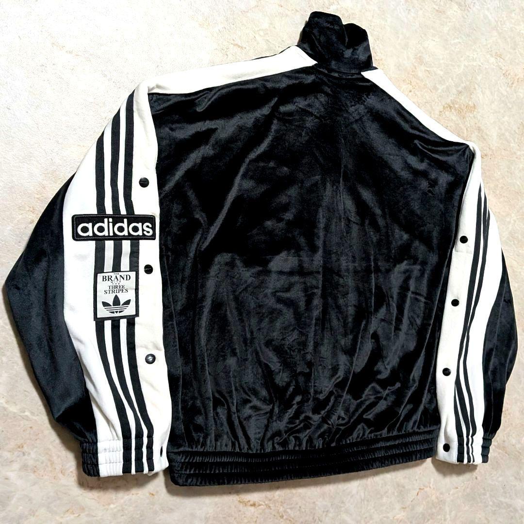 大人気★adidasアディブレイクベロアトラックジャケット黒白 L 重盛さと美