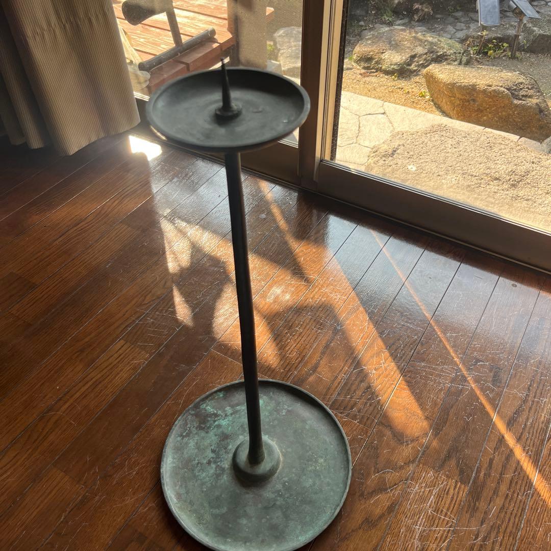 骨董品　蝋燭立　銅製　裏面表記有り