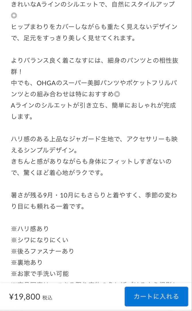 OHGA TENTO 黒 半袖 Aライン トップス