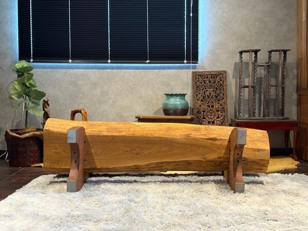 希少　無垢材　ベンチ　アンティーク　ヴィンテージ　和モダン　杉の木　モダン　YZ
