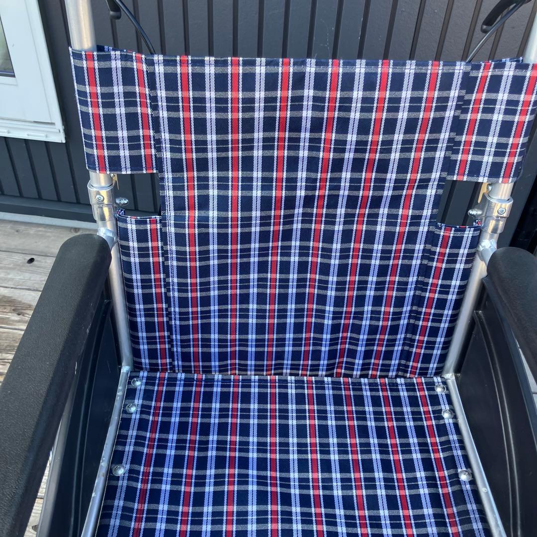 日進医療器 NISSIN 介助用車椅子 自走式 折りたたみ式 介護 チェック柄