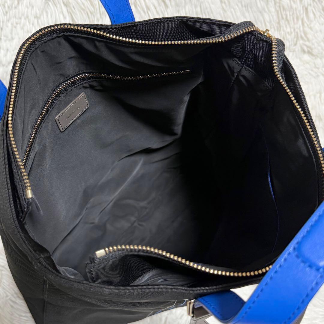 タグ付 極美品 ポールスミス Wカラーハンド トートバッグ ブラック ナイロン