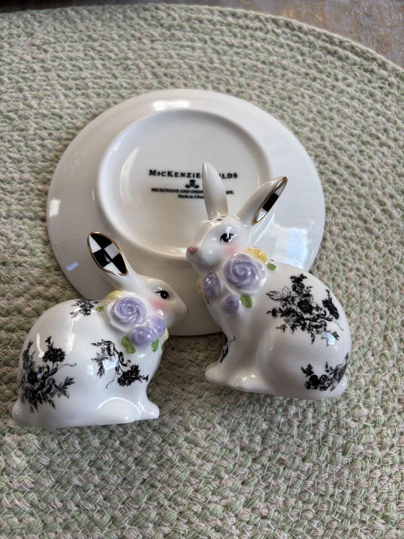 McKenzie Childs バタフライトワイルうさぎ塩・胡椒入れセット