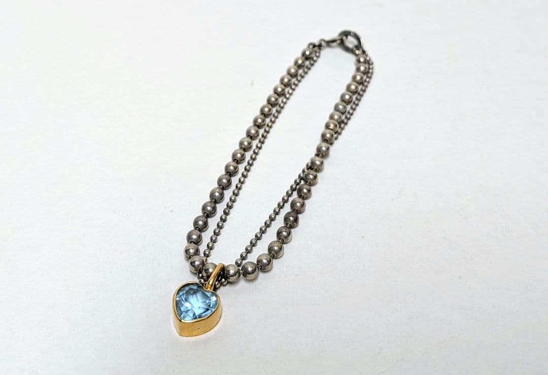 スタージュエリー ハートアクアマリンK14/ SV950ブレスレット