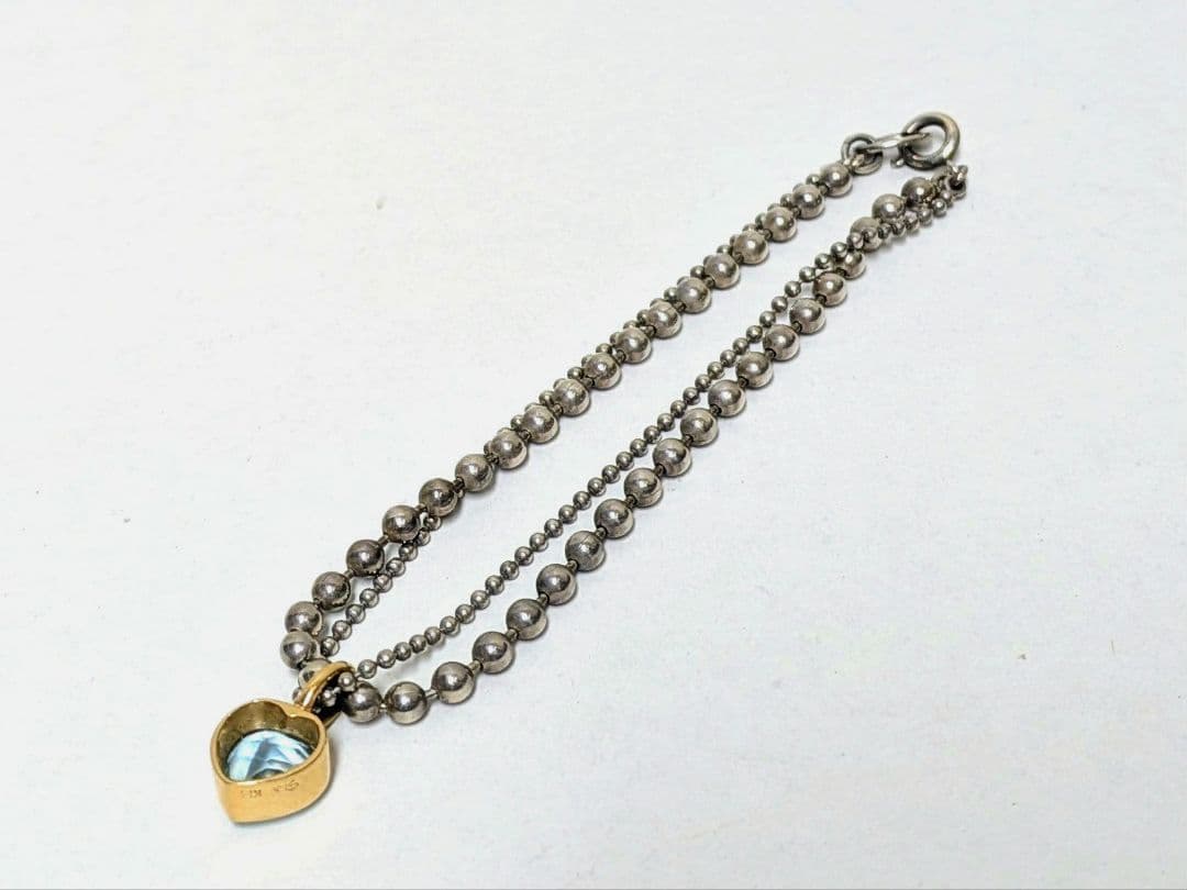 スタージュエリー ハートアクアマリンK14/ SV950ブレスレット
