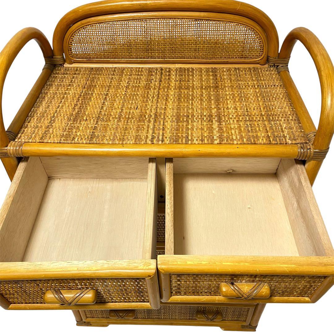 【週末セール】 籐 ラタン チェスト 5段 引出し6杯 収納家具　ビンテージ