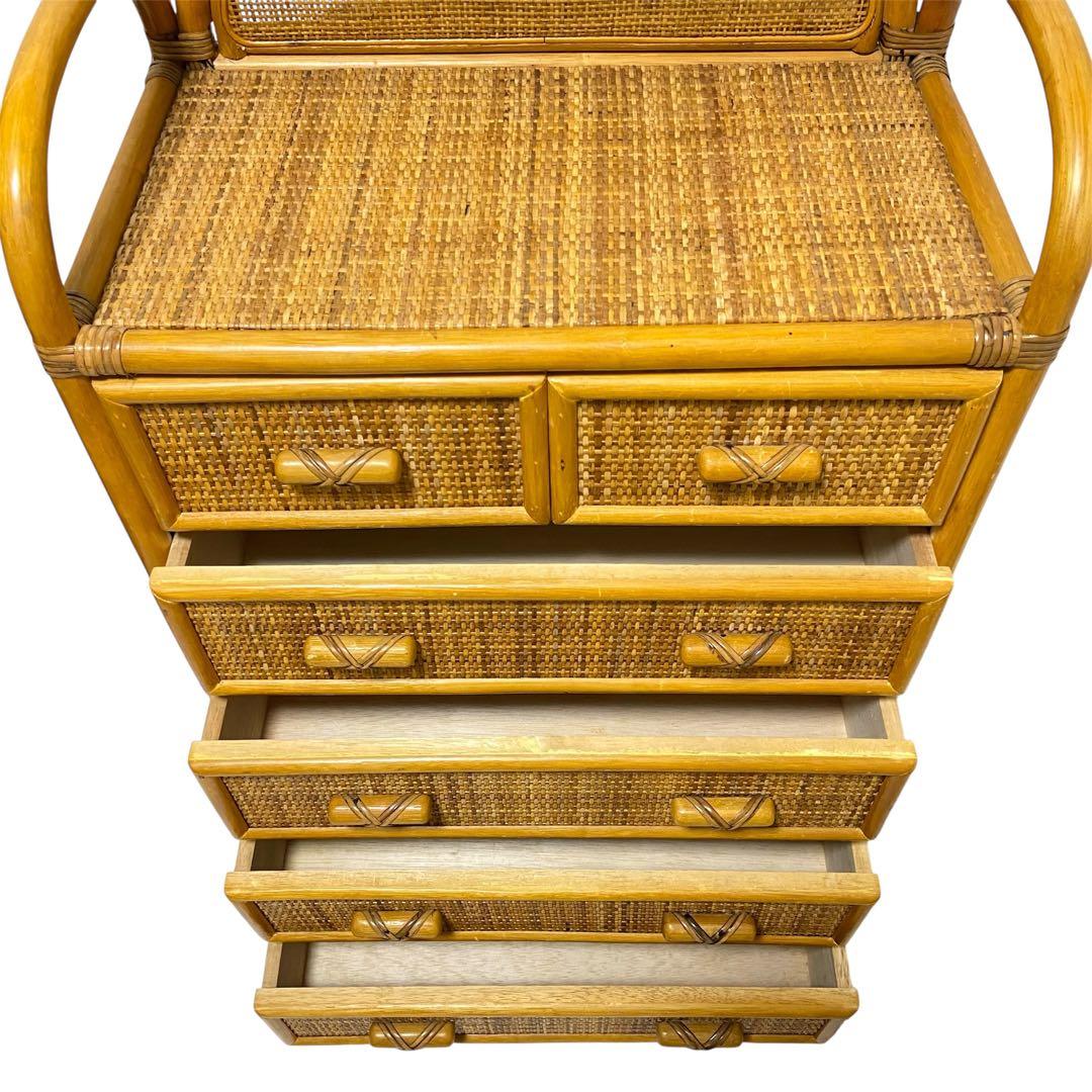 【週末セール】 籐 ラタン チェスト 5段 引出し6杯 収納家具　ビンテージ