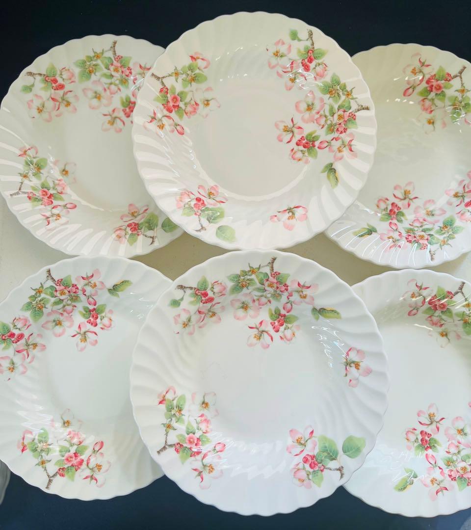 ウェッジウッド　アップルブロッサム　ディープ　深皿　６枚