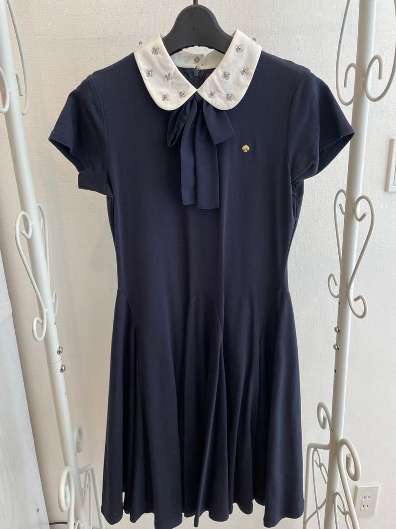 kate spade ネイビー 白襟付き 半袖ワンピース 160