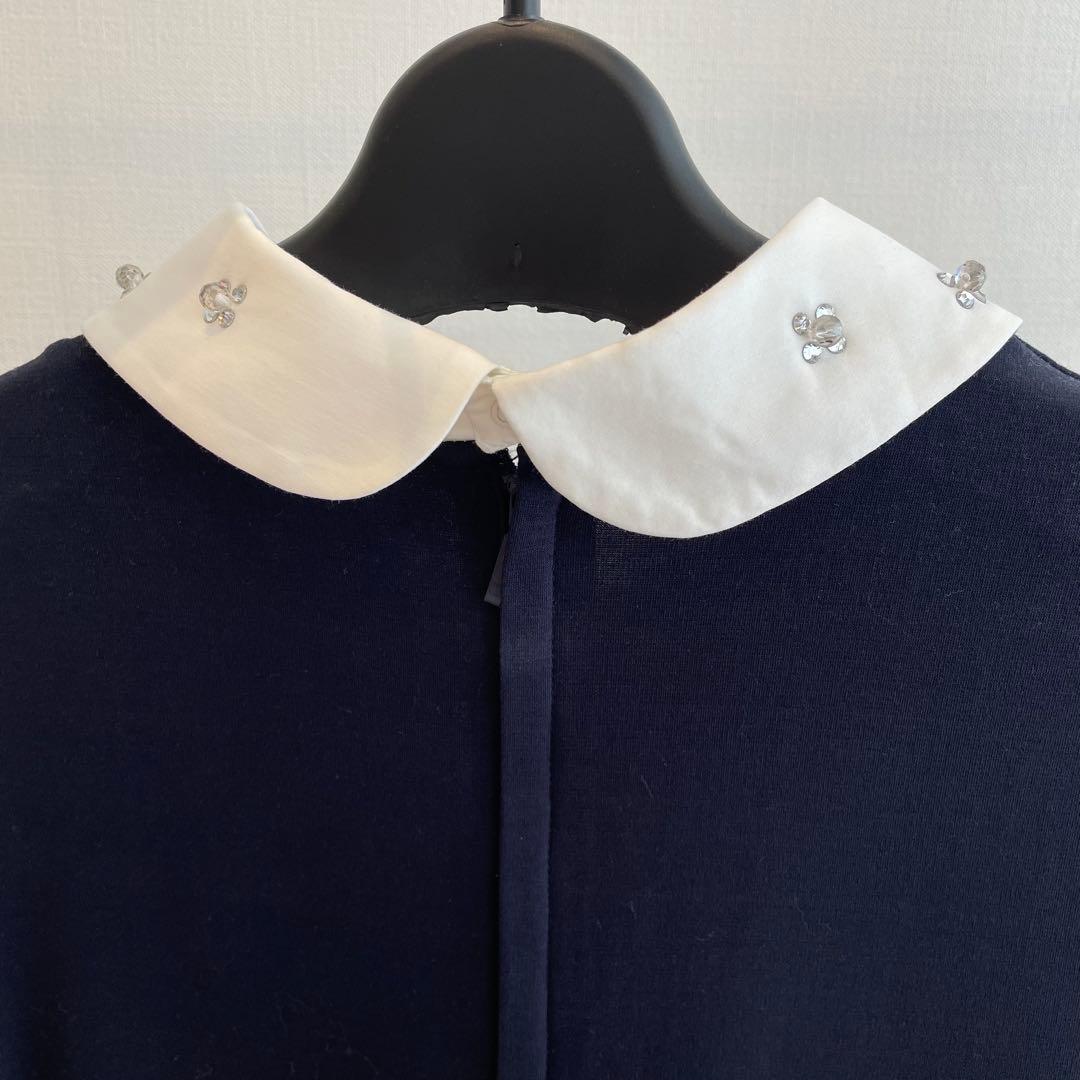 kate spade ネイビー 白襟付き 半袖ワンピース 160