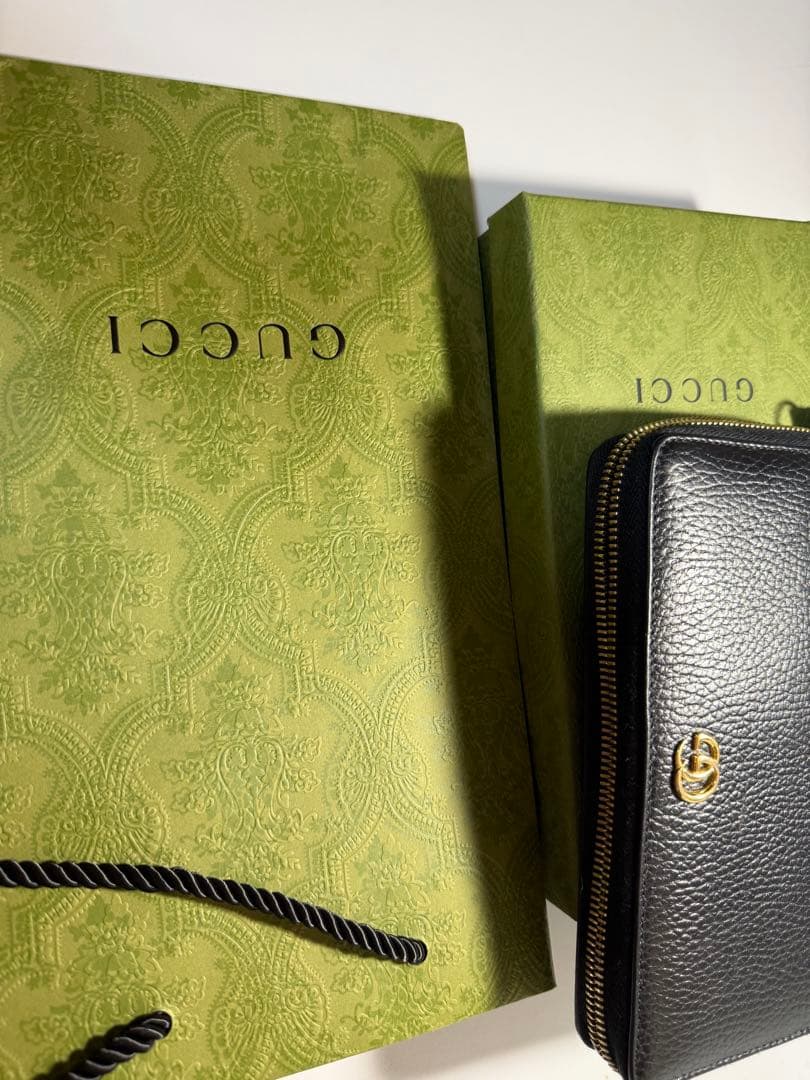 GUCCI 長財布 マーモント ブラック ラウンドファスナー 付属品