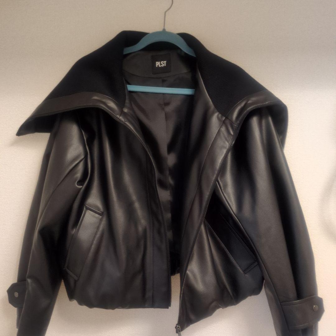 最終お値下価格☆PLST ブラック レザーダブルライダースジャケット